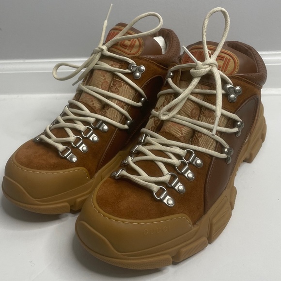 Gucci Sega Flashtrek Brick Red/Brown Leather Trim Midtop Boots Italy Sz 9 521680 - Picture 6 of 16